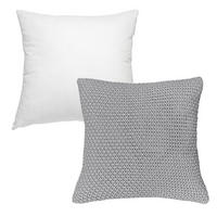 KISSENHÜLLE Strick grau 45/45 cm mit Reißverschluss inkl. 100% Federkissen - Grau, Textil (45/45cm) - wometo