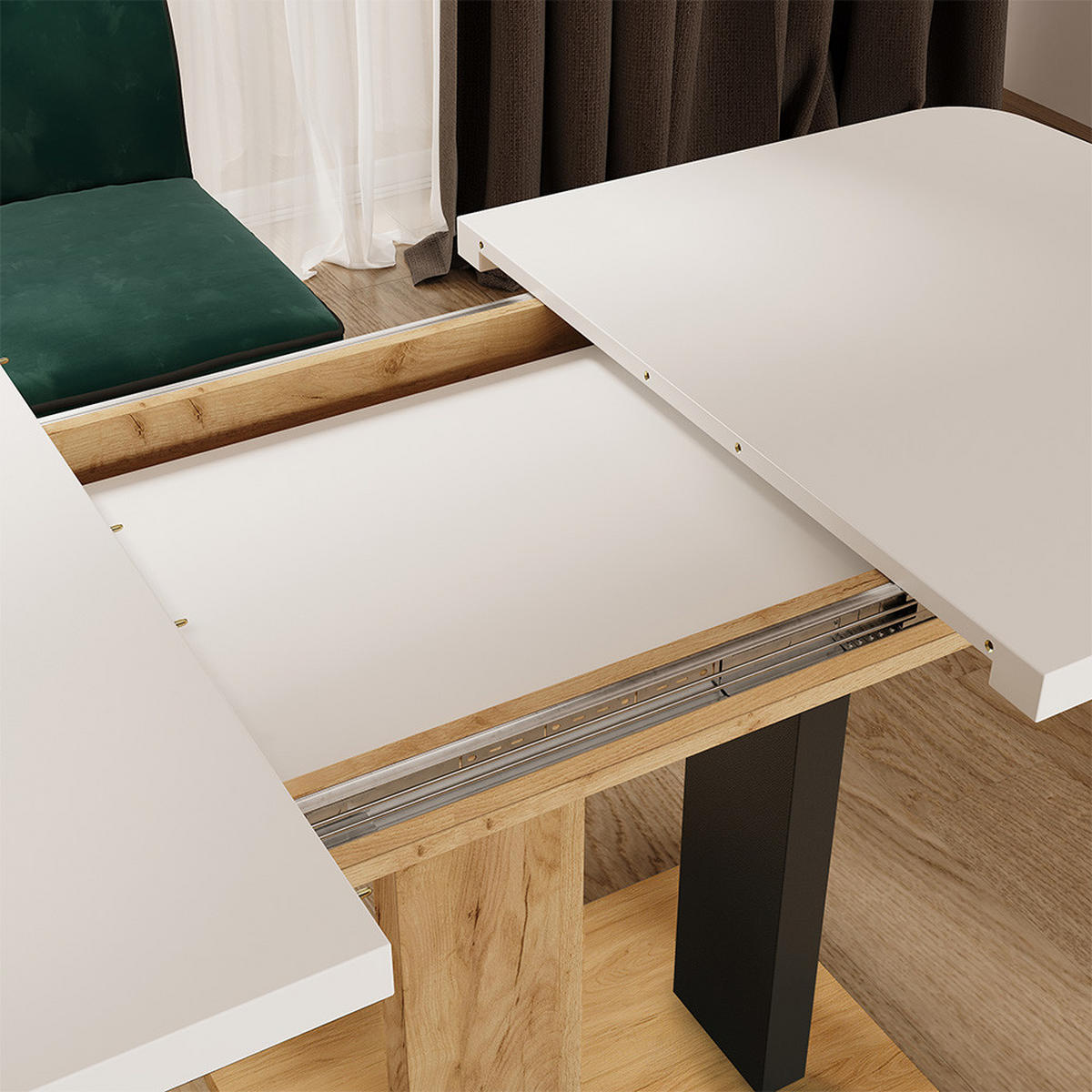 ESSTISCH Fenaro Weiß/Goldkraft Eiche 120 x 80 cm 2 Teile - Honigeiche/Weiß, Holzwerkstoff (80/120/77.3cm) - Vicco