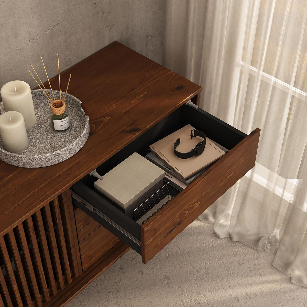 SIDEBOARD ADAMO Kastanie - Kastanienfarben, Holz (175/75/41cm) - IDIMEX