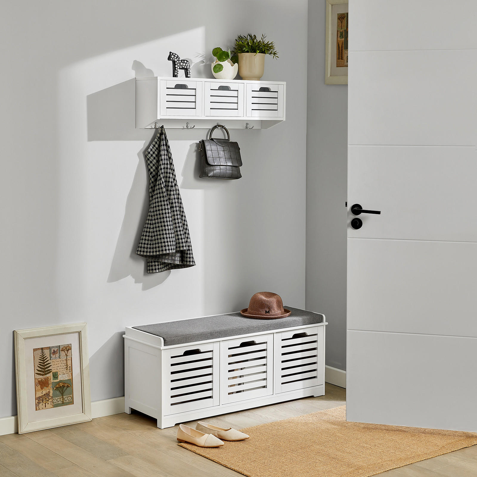 WANDGARDEROBE Weiß - Weiß, Holzwerkstoff (80/25/20cm) - SoBuy