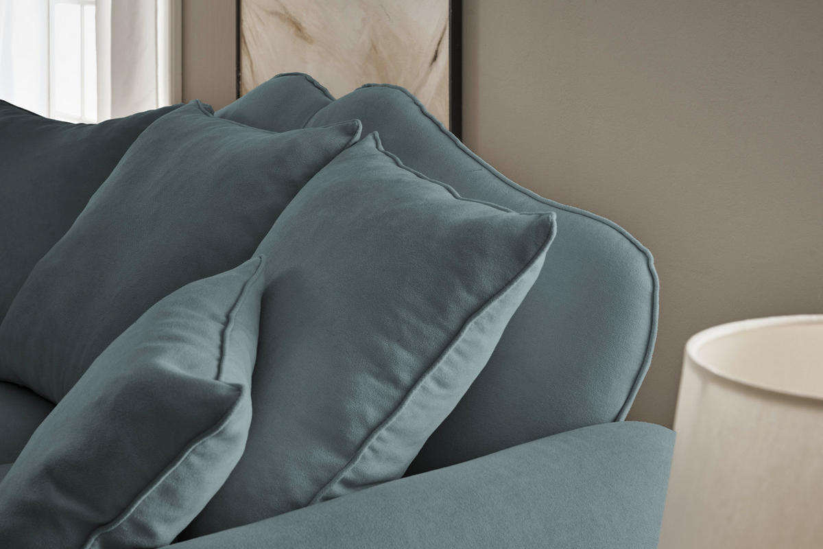 SOFA grau Landhaus, Couch 3,5-Sitzer 230 cm - Grau, Holz/Textil (230/95/100cm) - Furn.Design