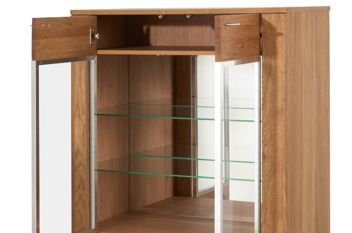 STANDVITRINE Latina Honig Eiche 96 / 42 / 134cm - Honigeiche/Braun, Holz/Metall (96/134/42cm) - Feldmann-Wohnen