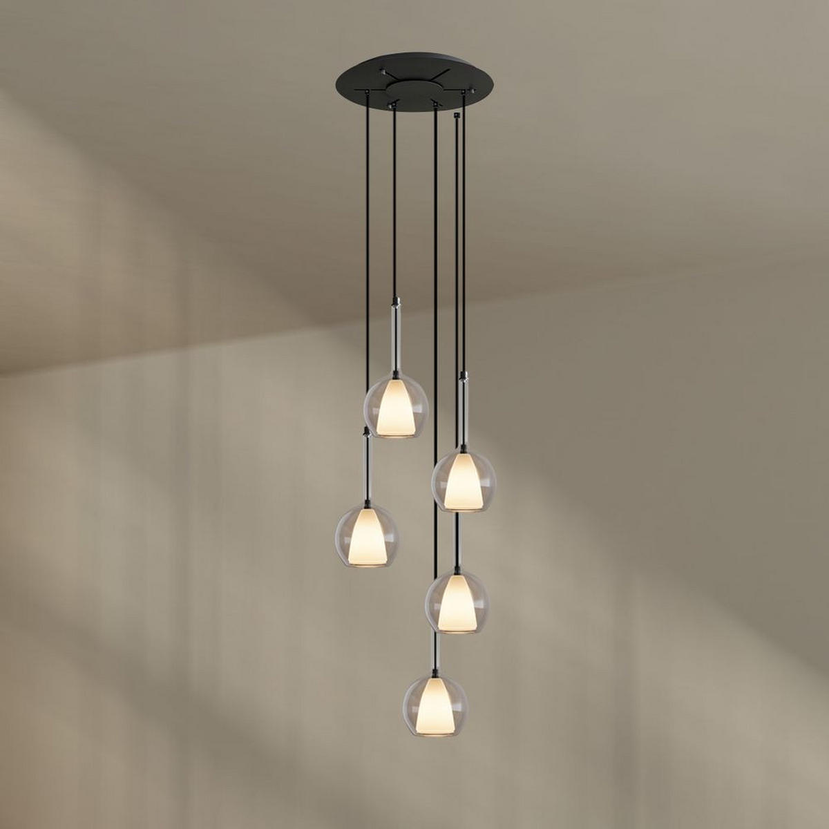 GALERIELEUCHTE Belluna 5-flammig Klar Ø 14cm - Klar, Glas (14/14/35cm) - s.luce