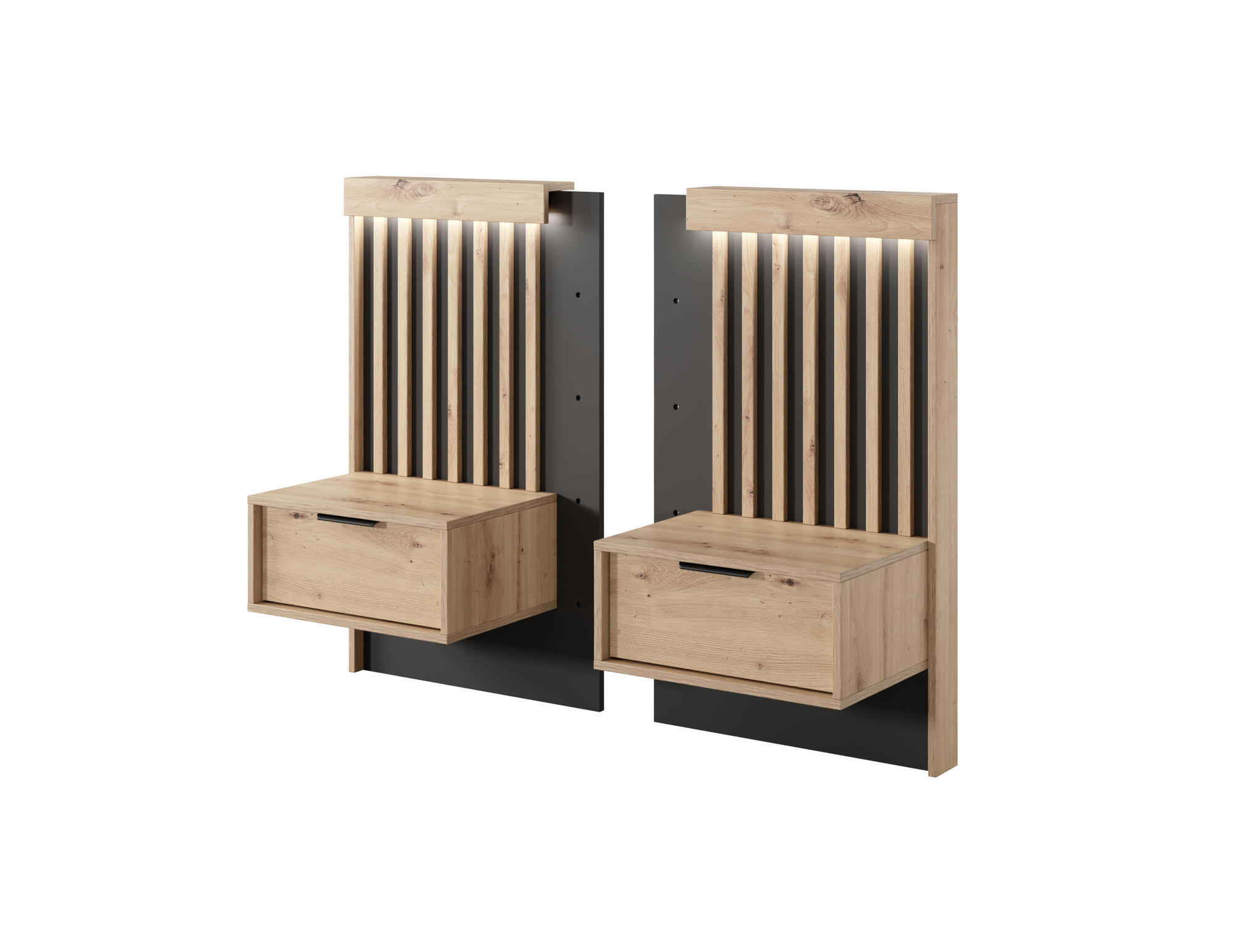 NACHTTISCH TALLY Beige, Schwarz 51x40x104 cm - Beige/Schwarz, Holzwerkstoff (51/104/40cm) - FURNLUX