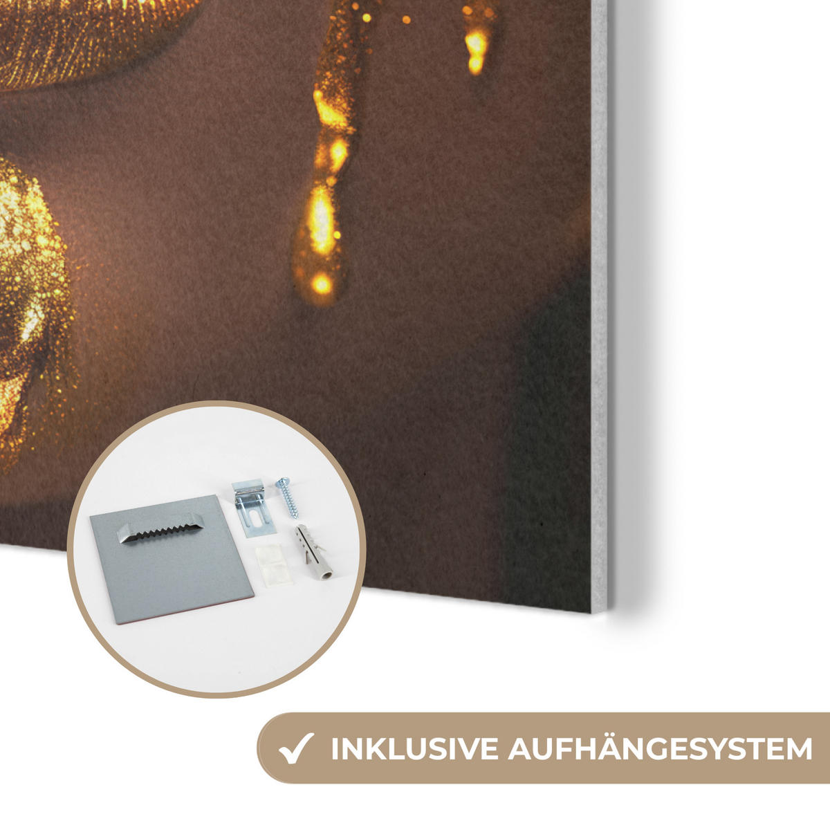 AKUSTIKPANEEL Frau - Gold - Luxus - Porträt 80x60 cm - Goldfarben, Textil (80/0.9/60cm) - MuchoWow