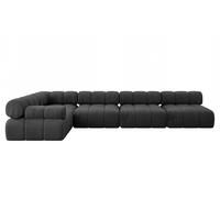 ECKSOFA modulares Sofa Mende-L3 - 380x190x70 cm Schwarz Velours - Schwarz, Holzwerkstoff/Textil (380/190cm) - ALTDECOR