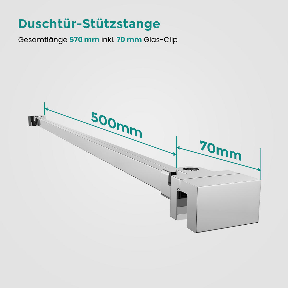 STABILISIERUNGSSTANGE für Dusche Edelstahl teleskopierbar 50 cm - Chromfarben, Metall (4.2/50/2.9cm) - EMKE
