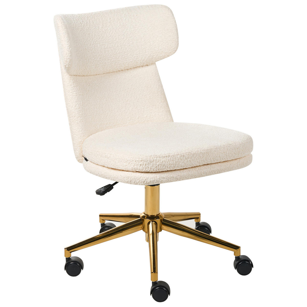 SCHREIBTISCHSTUHL Bouclé Cremeweiß Granby - Weiß, Textil (58/77/58cm) - Beliani