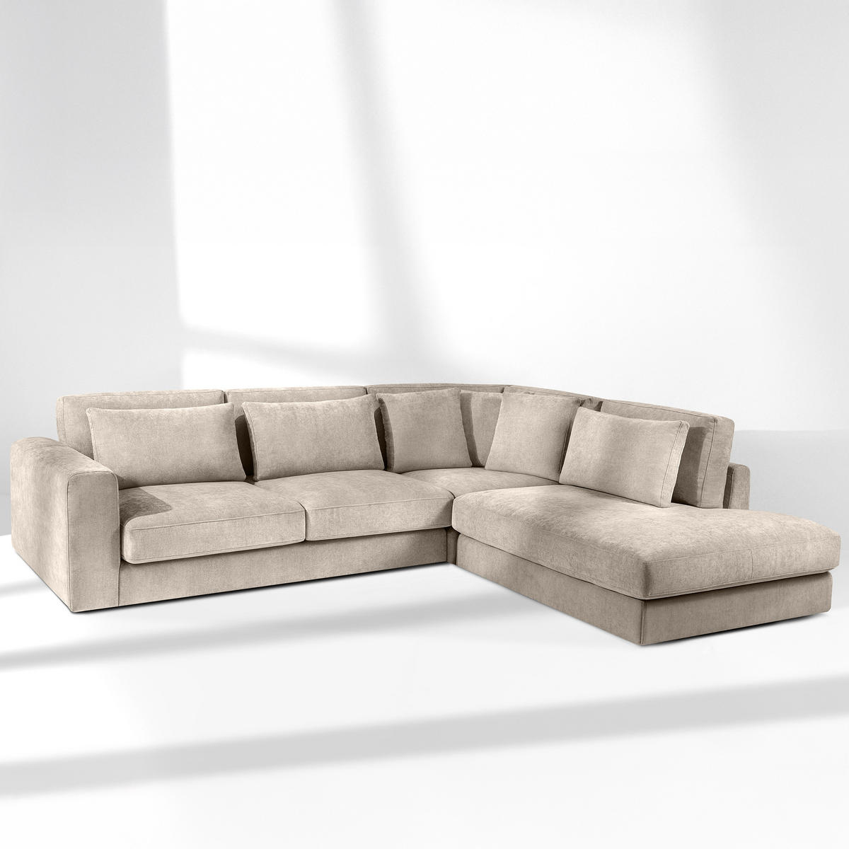 ECKSOFA rechts VERUS - Creme, Holz/Holzwerkstoff (297/248cm) - KONSIMO®