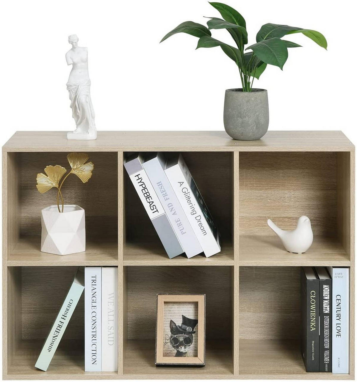 BÜCHERREGAL mit 6 Fächer, Holzwerkstoff, Helle Eiche - Eichefarben, Holzwerkstoff (59.5/89/29cm) - Woltu