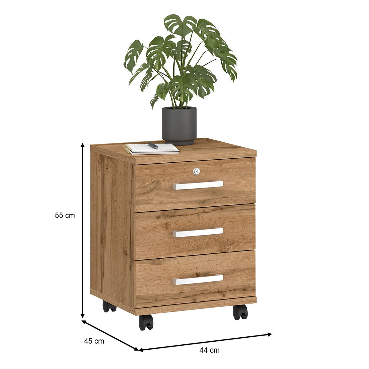 ROLLCONTAINER VANCOUVER - Wildeiche, Holzwerkstoff (44/58/45cm) - CARO-Möbel