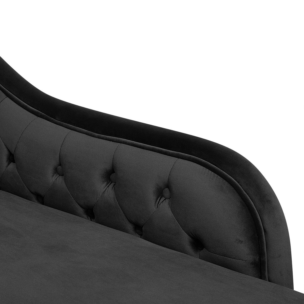 CHAISELONGUE Samtstoff schwarz linksseitig Nimes - Schwarz, Textil (170/79/61cm) - Beliani