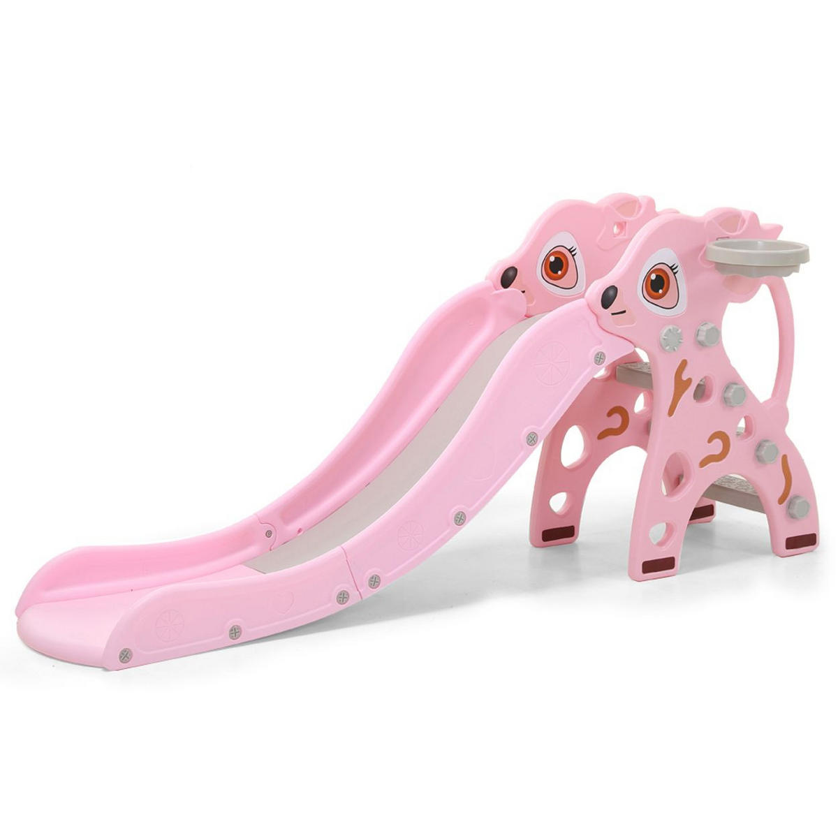 KINDERRUTSCHE Tiana WM19021 Länge 160 cm pink Länge 160 cm Basketballkorb rutschfeste Stufen - Rosa, Kunststoff (58/84/180cm) - Moni