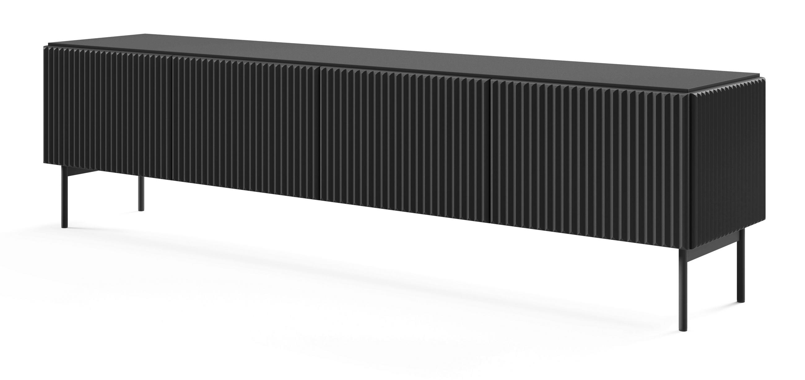 TV-BOARD 195 cm Galiano mit 4 Türen, Schwarz - Schwarz, Holz (195/51/40cm) - Emporius