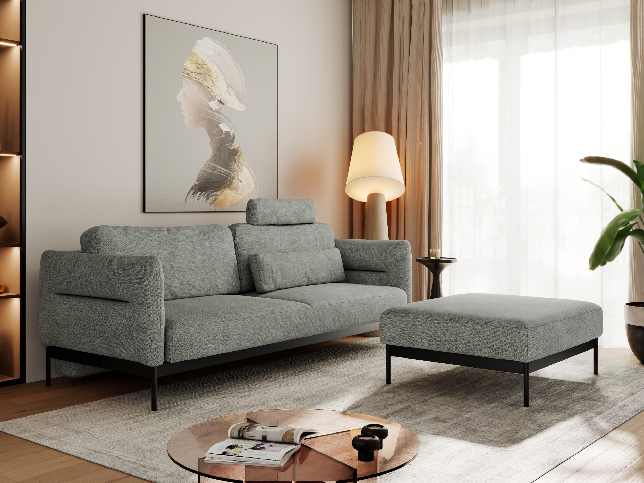 SCHLAFSOFA SALENTO Grau Struktur - Schwarz/Grau, Textil/Metall (221/82/193cm) - MKS