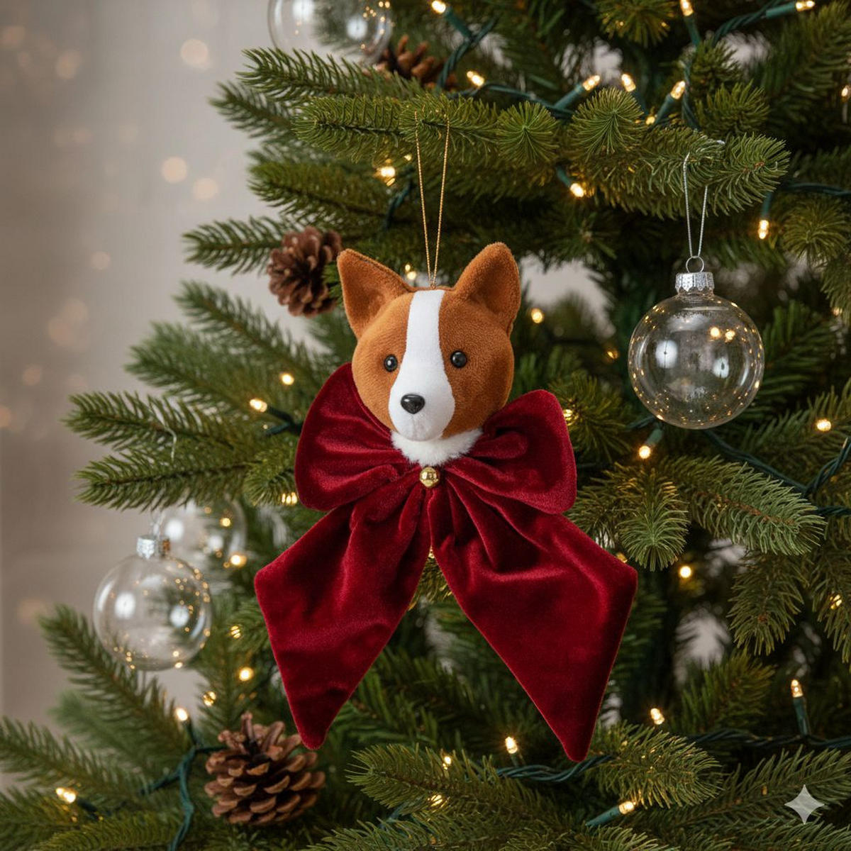 SAMTSCHLEIFE Tiermotiv 20/30 cm - Rot/Braun, Textil (20/8/30cm) - Home Styling Collection