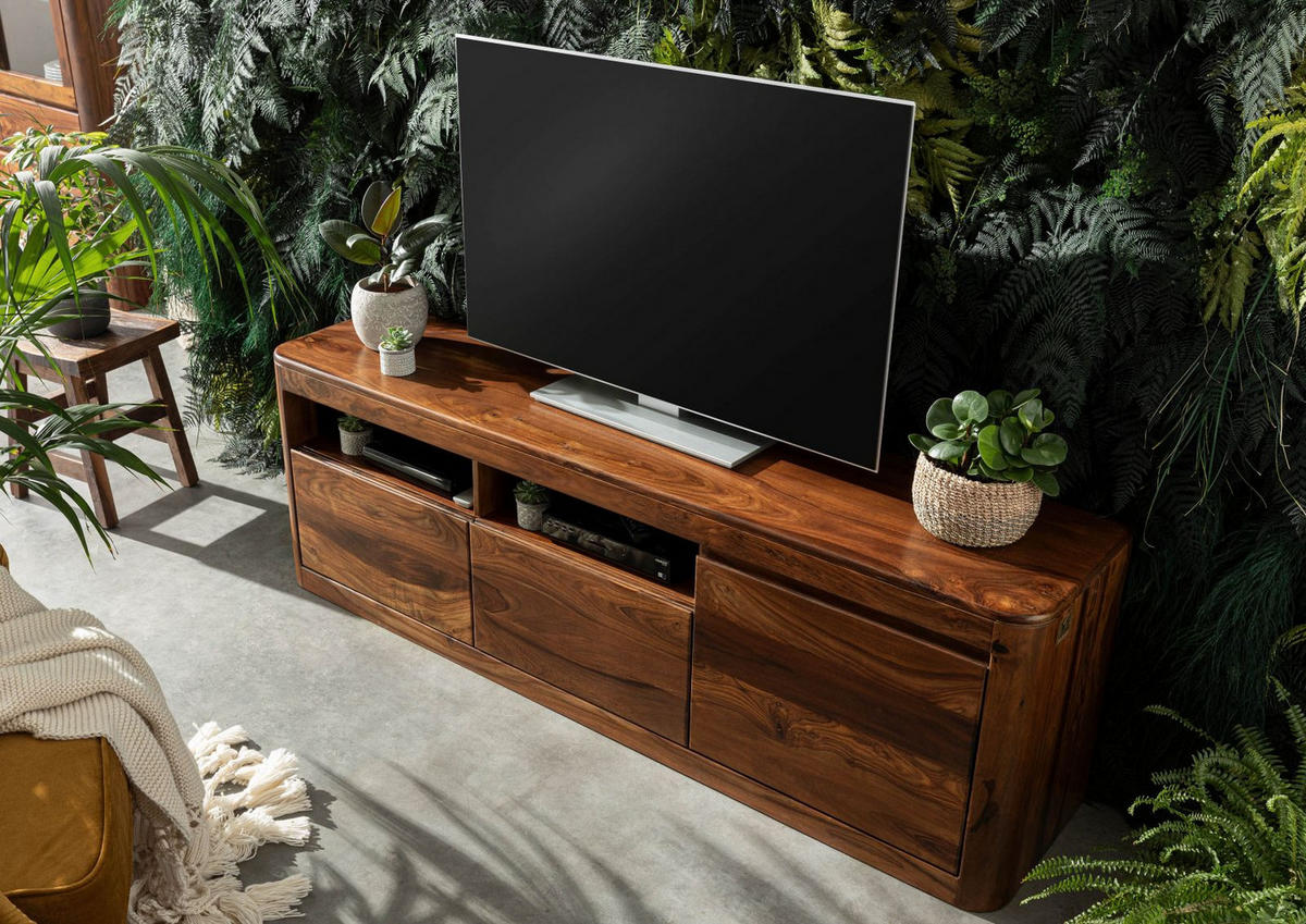 TV-BOARD Sheesham 178x40x58 walnuss gewachst TORONTO #220 - Walnussfarben, Holz (178/58/40cm) - Massivmoebel24
