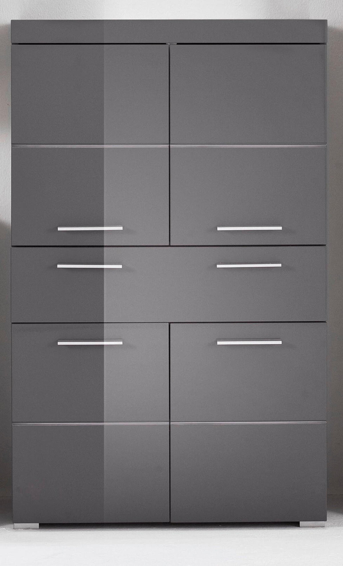 MIDISCHRANK grau Hochglanz 73 x 132 cm, Badschrank mit viel Stauraum - Grau, Holzwerkstoff/Kunststoff (73/132/31cm) - Top.Furn