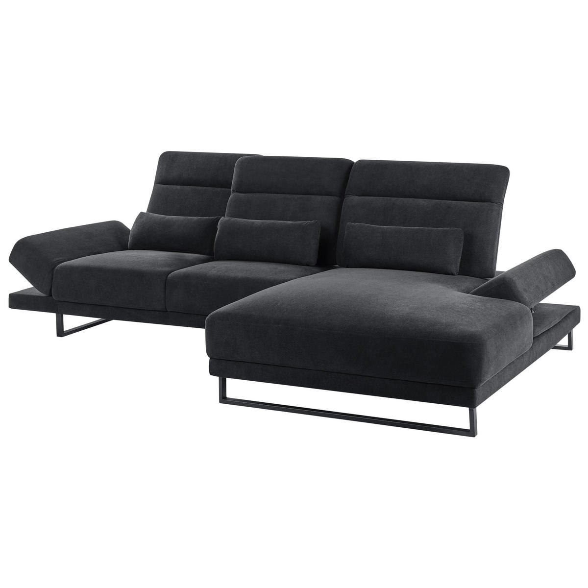 ECKSOFA 4-Sitzer Stoff Schwarz linksseitig Ikast - Schwarz, Textil (320/214cm) - Beliani