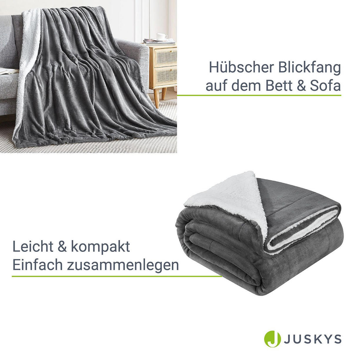 FLEECEDECKE Kuscheldecke 150x200 cm dunkelgrau - Dunkelgrau, Textil (150/200cm) - Juskys