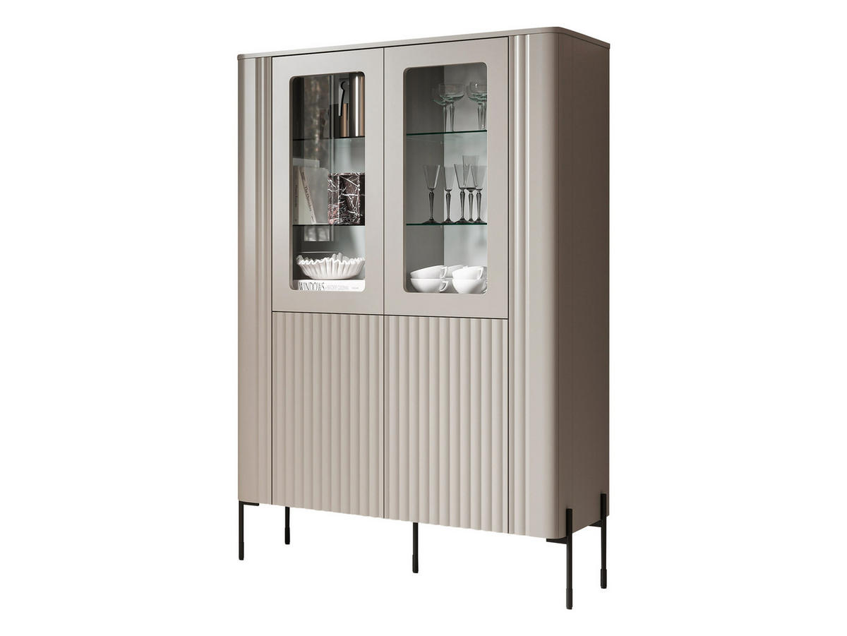 VITRINE Vera - Kaschmir/Schwarz, Holzwerkstoff/Metall (110/160/40cm) - MIRJAN24