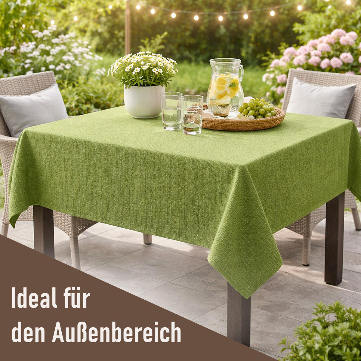 TISCHDECKE Garten Weichschaum 130x160cm - Hellgrün - Hellgrün, Kunststoff (160/130cm) - Bestlivings