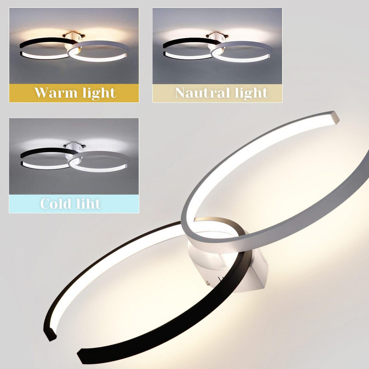 LED-DECKENLEUCHTE Dagmar 54/32/8.5 cm - Schwarz/Weiß, Metall (54/32/8.5cm) - Nettlife