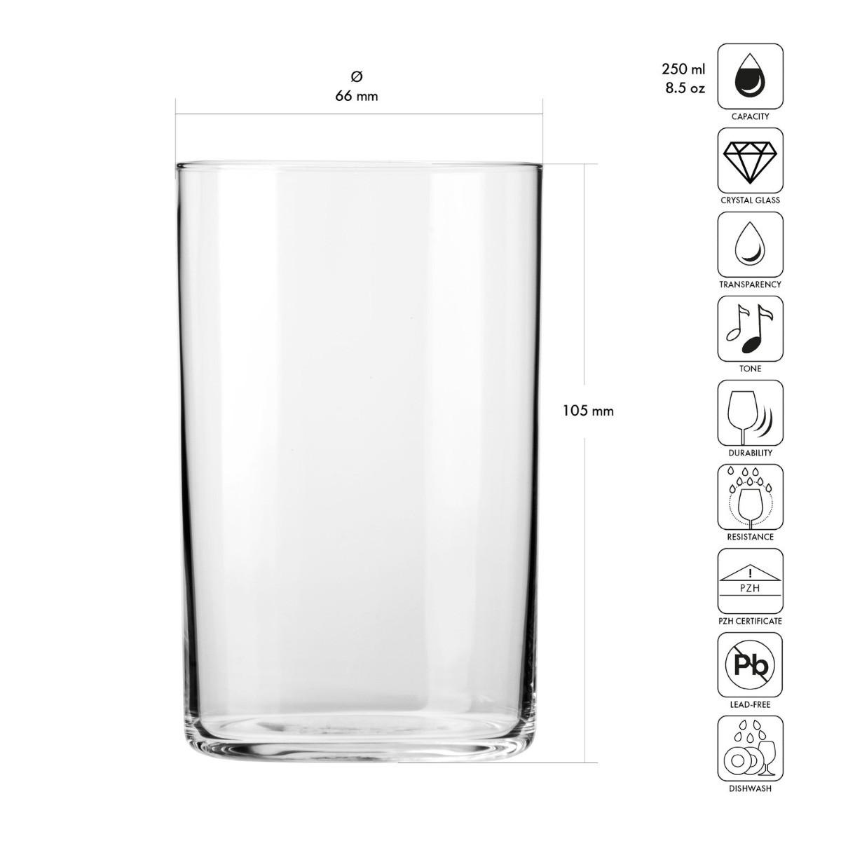 WASSERSET POLKA, 4ER-SET, 250 ML - Transparent, Glas (0.25L) - Krosno Glass