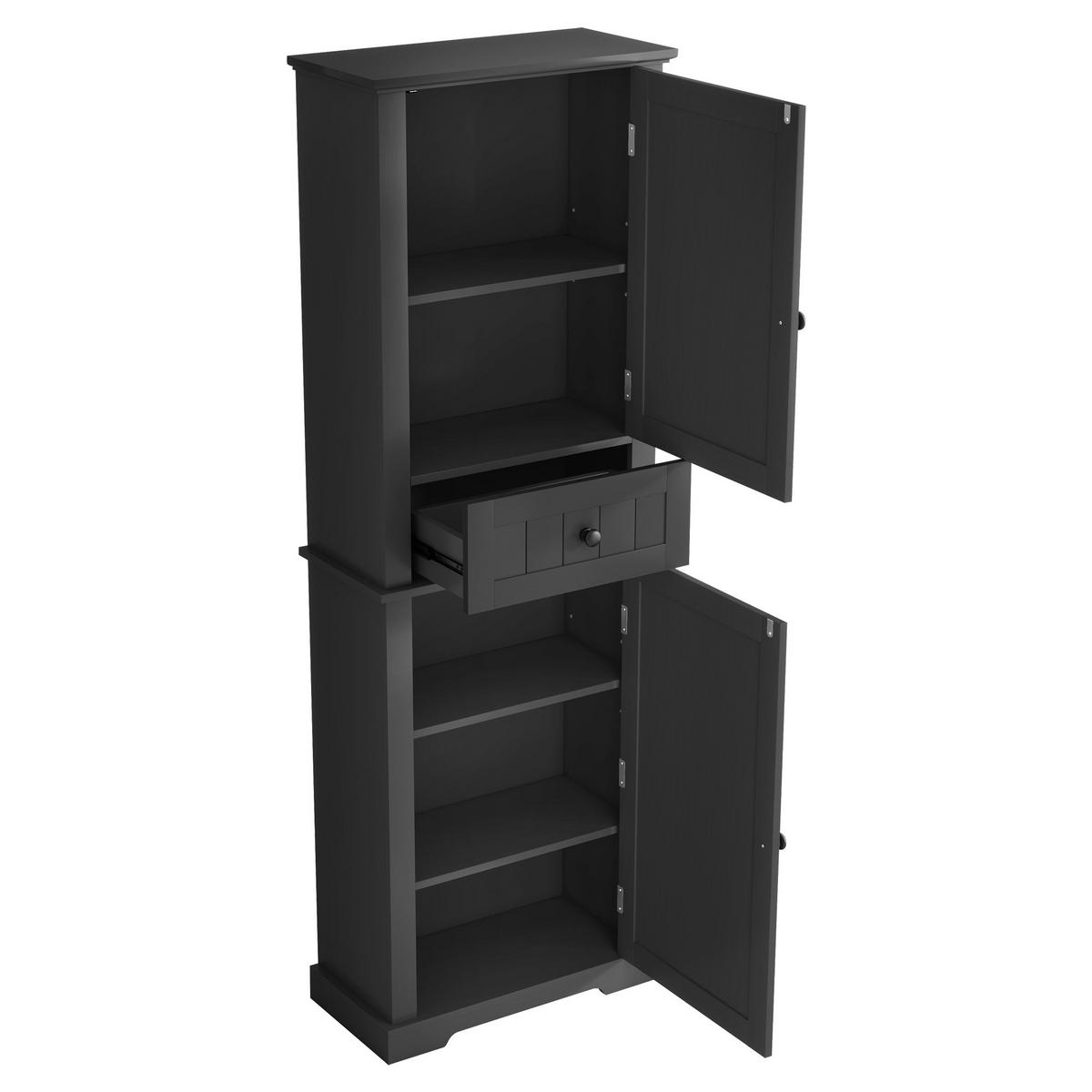 HOCHSCHRANK 56/28/167.3 cm Schwarz mit 2 Schranktüren und 1 Schubladen - Schwarz, Holz/Holzwerkstoff (28/167.3/56cm) - Oxeza