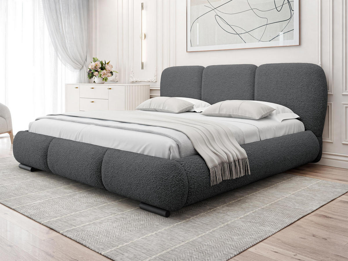 POLSTERBETT Rosa - Eichefarben/Schwarz, Holz/Textil (200/200cm) - MIRJAN24