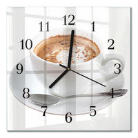WANDUHR 30x30 cm - Kaffee - Weiß, Glas (30/30/0.4cm) - TULUP