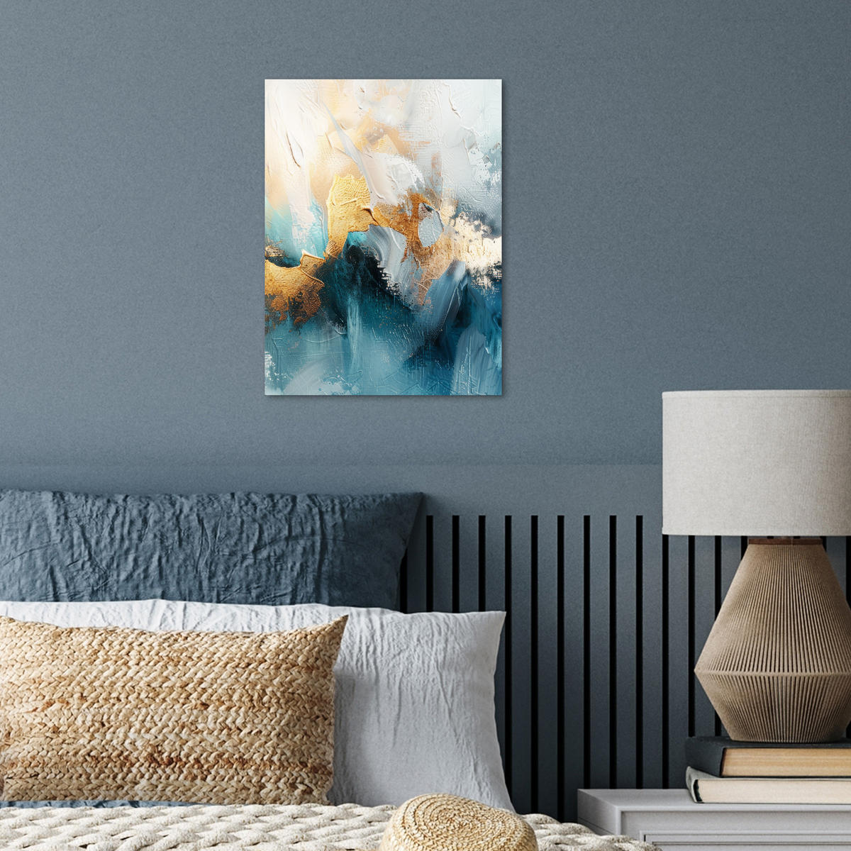 POSTER Abstrakt - Kunst - Gold - Blau 30x40 cm - Petrol, Papier (30/40/0.1cm) - MuchoWow