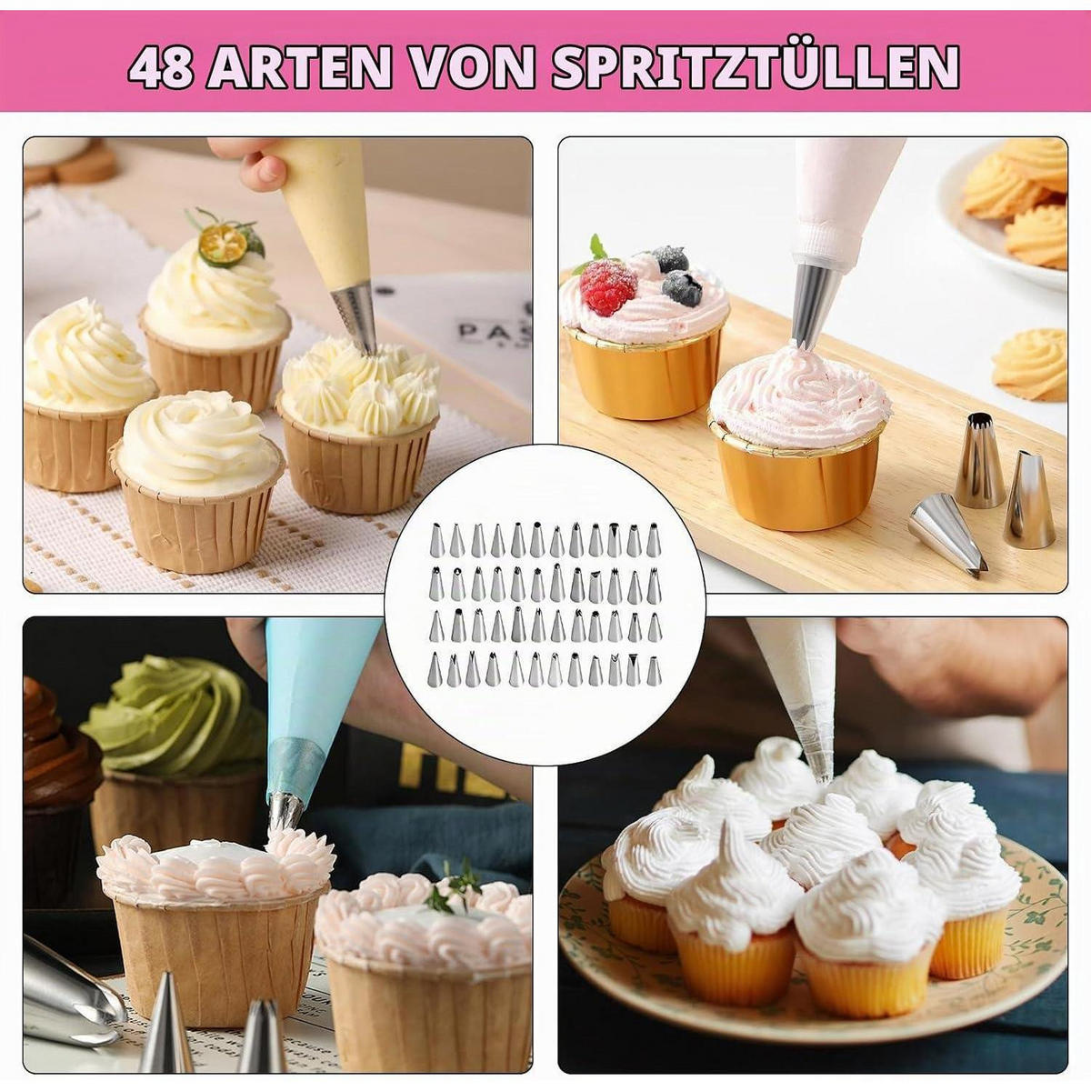 SPRITZBEUTEL Set 80-teilig Tortendekoration - Rosa, Kunststoff (19/3.3/30cm)