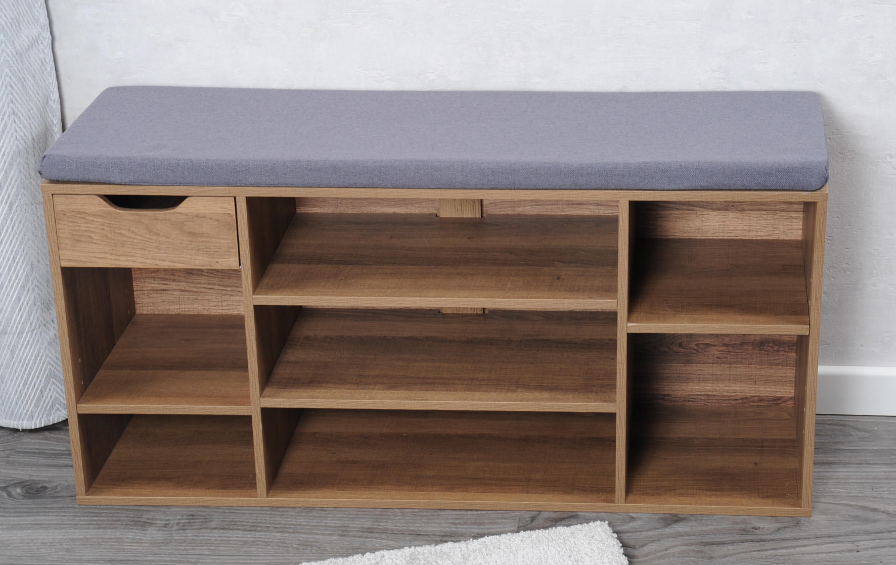 SCHUHSCHRANK mit Sitz und Schublade 101/29/48 cm - Braun, Holzwerkstoff (29/48/101cm) - Kesper