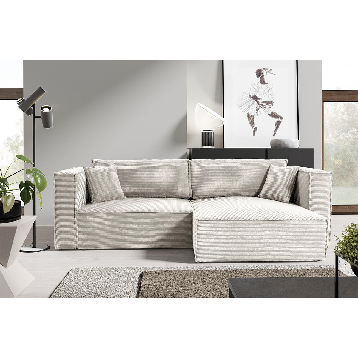 SOFA Jimmy 3 Sitzplätze Gebrochenes Weiß - Weiß, Holz (245/77/148cm) - Petits-meubles