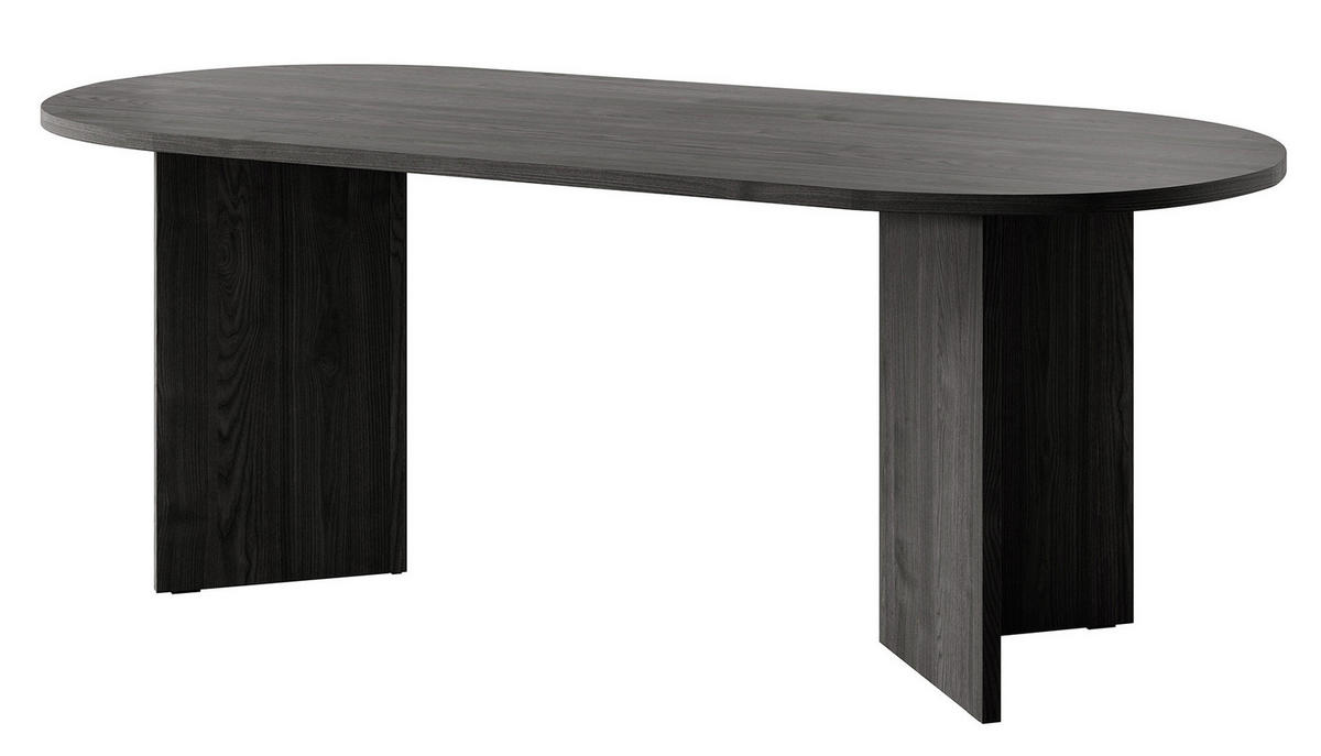ESSTISCH Ovo Esche Portland Schwarz 204/90/75 cm - Dunkelgrau/Schwarz, Holzwerkstoff (204/90/75cm) - Selsey