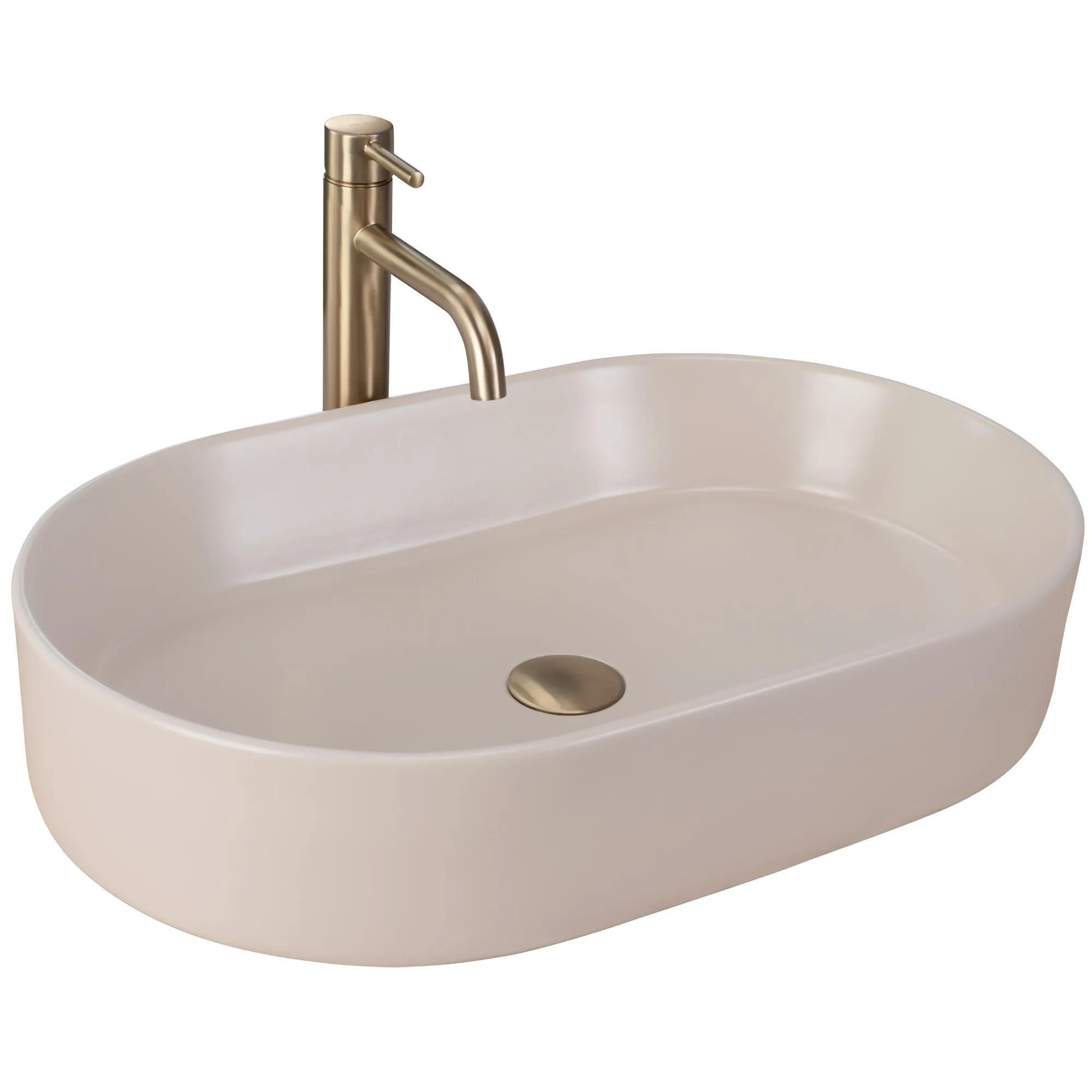 AUFSATZWASCHBECKEN Rea Nadia 60 Beige Matt - Beige, Keramik (38.5/12/61cm) - REA