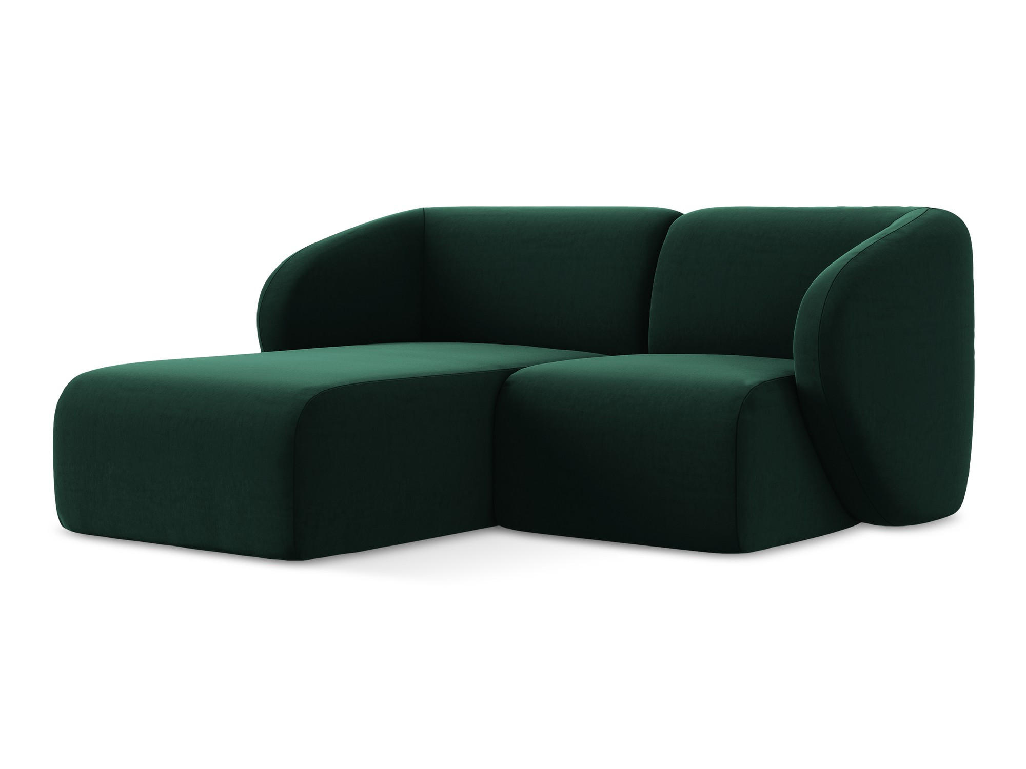 ECKSOFA Links Samt Stoff Grün - Dunkelgrün/Schwarz, Holzwerkstoff/Kunststoff (178/166cm) - Makamii