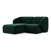 ECKSOFA Links Samt Stoff Grün - Dunkelgrün/Schwarz, Holzwerkstoff/Kunststoff (178/166cm) - Makamii