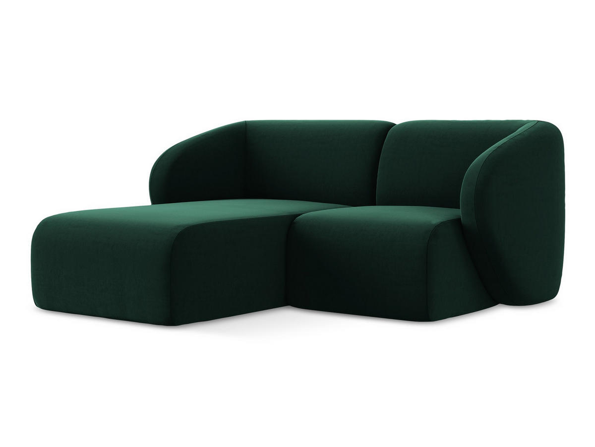 ECKSOFA Links Samt Stoff Grün - Dunkelgrün/Schwarz, Holzwerkstoff/Kunststoff (178/166cm) - Makamii
