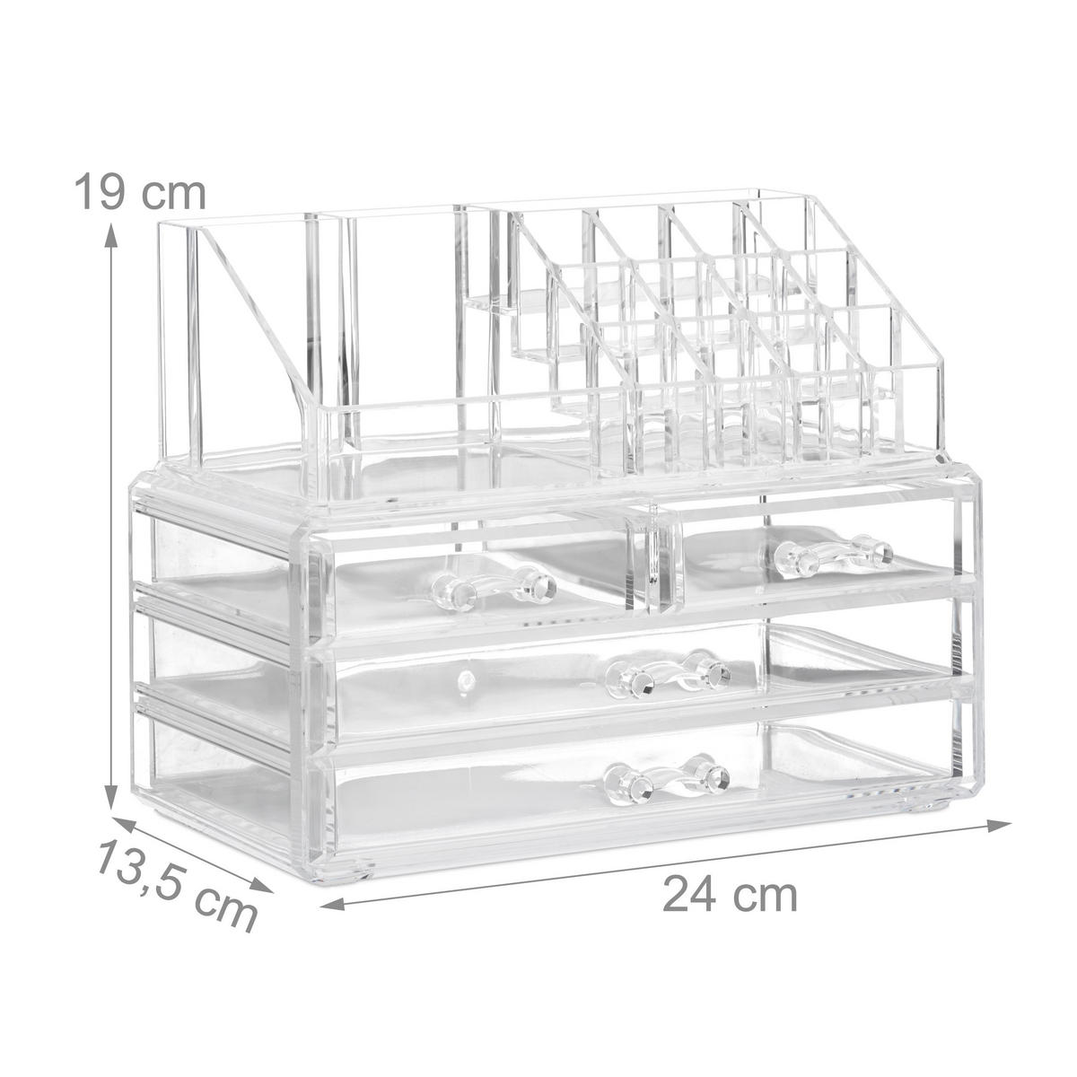 MAKEUP Organizer - Transparent, Kunststoff (24/19/13.5cm) - Relaxdays