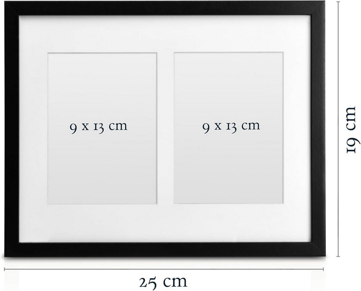 BILDERRAHMEN Galeria 9x13cm Schwarz (2tlg) - Schwarz, Holzwerkstoff (19/2/25cm) - BoMoe