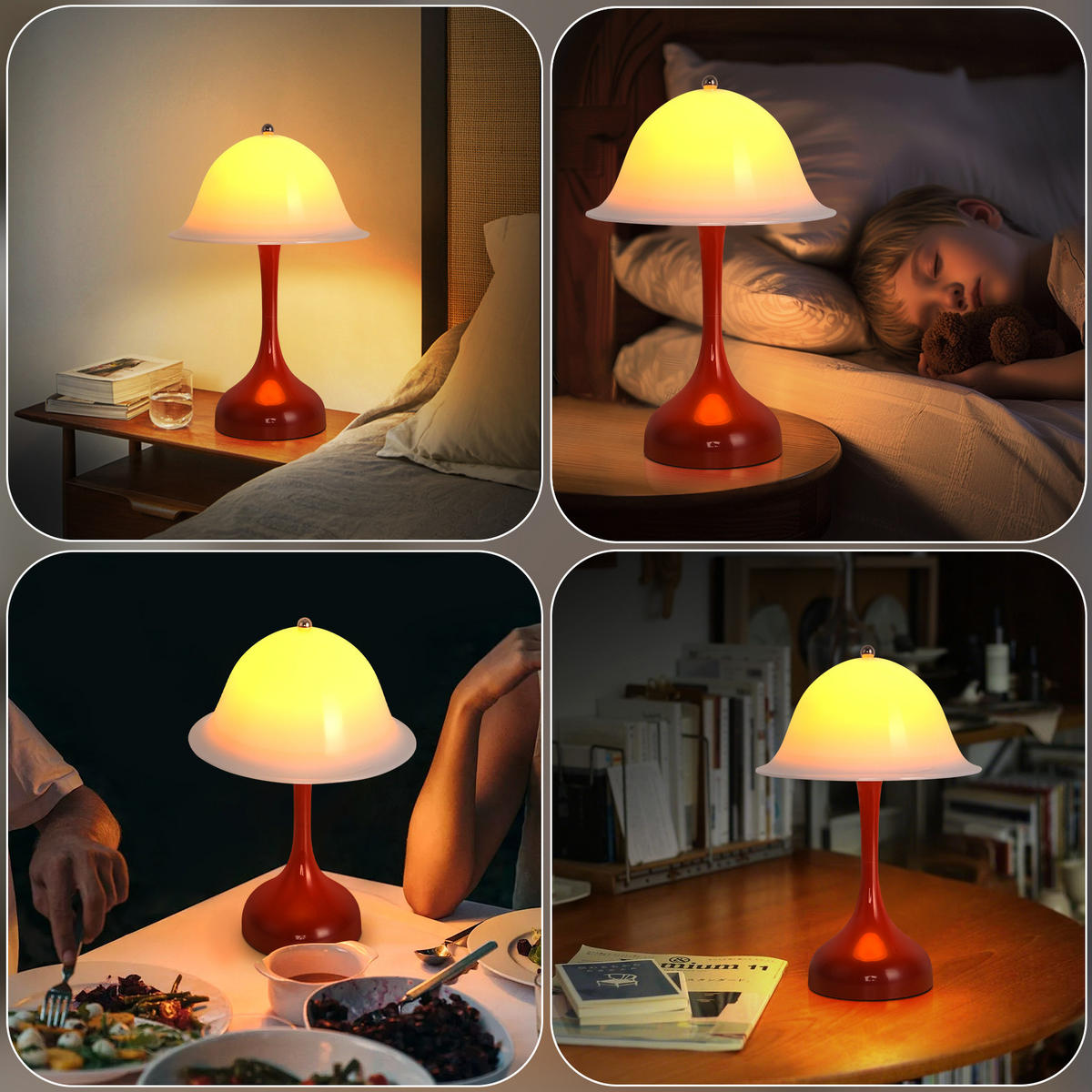 LED TISCHLAMPE Auralume 16/9/24.5 cm - Rot, Kunststoff (16/9/24.5cm) - ZMH