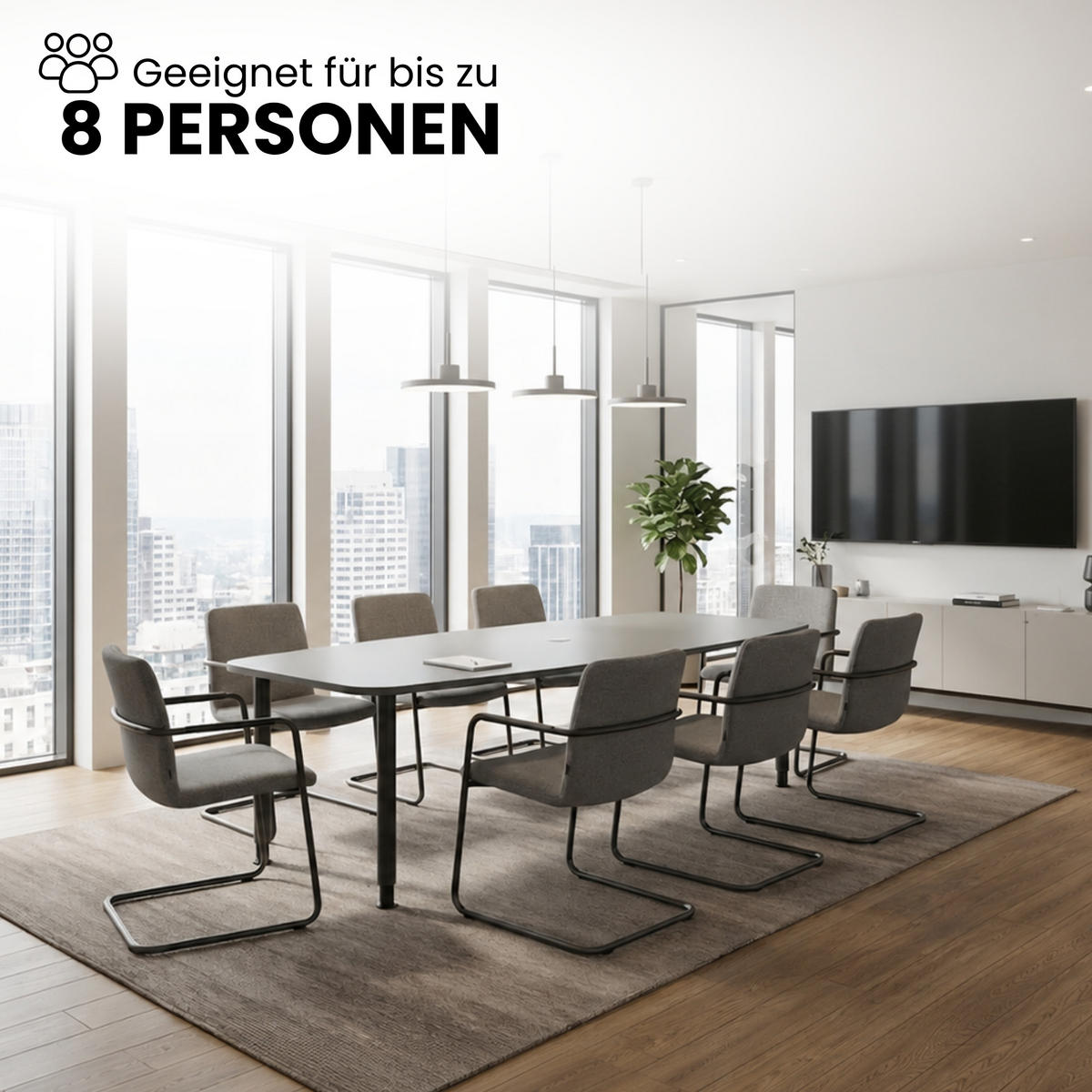 KONFERENZTISCH klein KT22 103/220/74 cm in Wildeiche/Füße in Silberfarben - Wildeiche/Silberfarben, Holzwerkstoff (103/220/74cm) - bümö