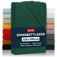 SPANNBETTLAKEN 2er-Set 120/200/30 cm Dunkelgrün - Dunkelgrün, Textil (120/200cm) - Blumtal