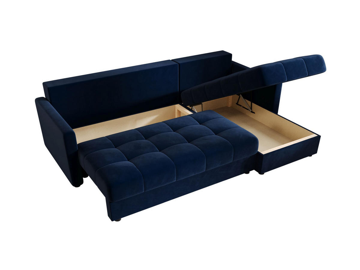 ECKSOFA MOS L BIS Itaka 11 Rechts mit Schlaffunktion - Dunkelblau, Textil (220/143cm) - Bedante