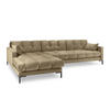 ECKSOFA links Mamaia aus Samt beige 5 Sitzplätze - Beige, Textil (185/293cm) - Micadoni