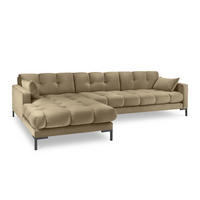 ECKSOFA links Mamaia aus Samt beige 5 Sitzplätze - Beige, Textil (185/293cm) - Micadoni
