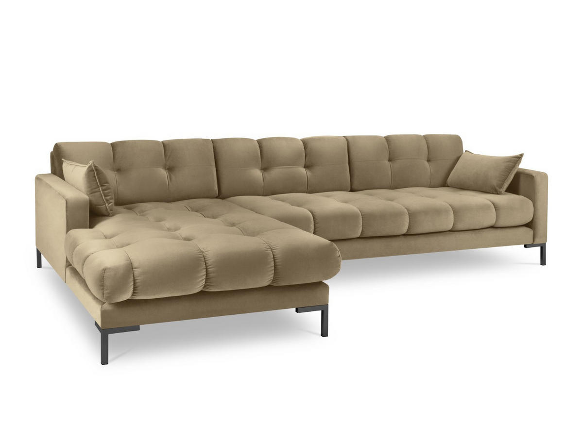 ECKSOFA links Mamaia aus Samt beige 5 Sitzplätze - Beige, Textil (185/293cm) - Micadoni