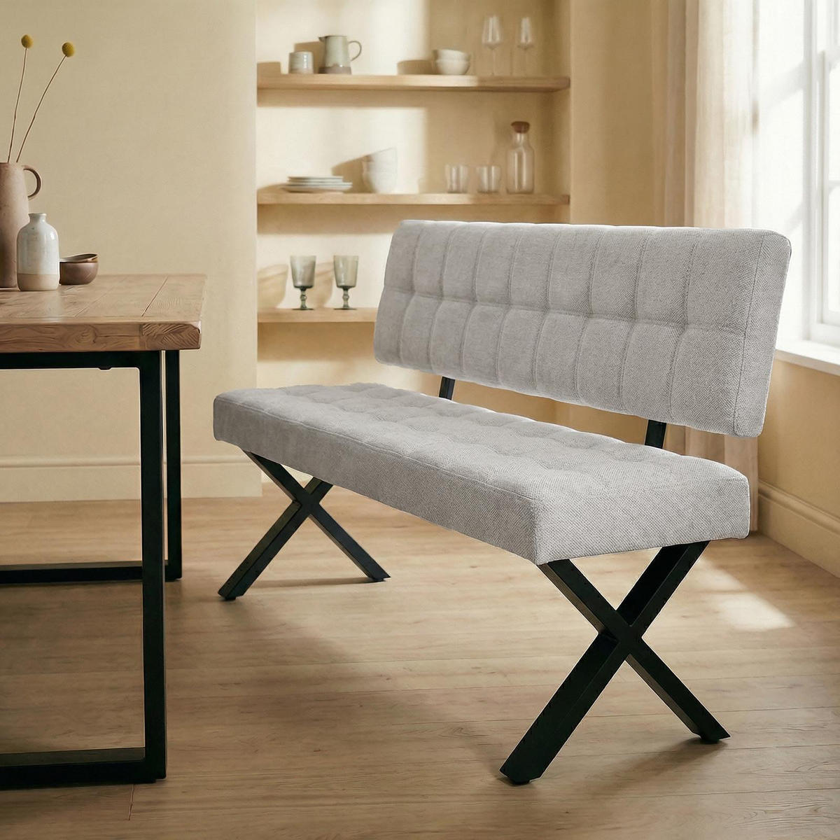 ESSZIMMERBANK LAVICA grau - Grau, Textil (140/88/60cm) - IDIMEX